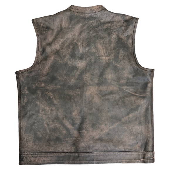 HIGH MILEAGE • Men’s Premium Cowhide Brown SOA Biker Leather Motorcycle Vest - Picture 9 of 12